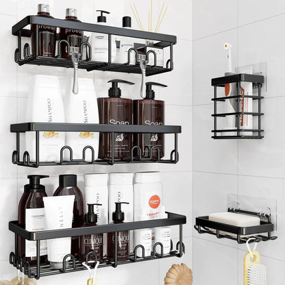 Organizador De Ducha 5 Pack Sin Taladrar Capacidad Extra Gra Black