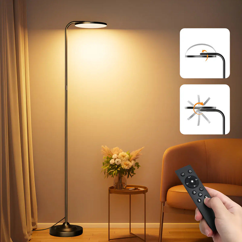 Lámpara De Pie Led Sibrille De 36w, Regulable Con Control Remoto Y Cabeza Giratoria Negro