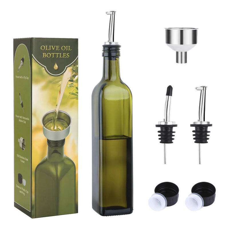 Botella De Vidrio 500 Ml Para Aceite Y Vinagre Con Vertedor