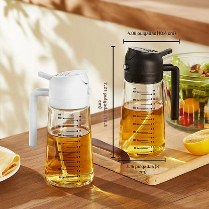 Pulverizador De Aceite De Oliva De Vidrio 470ml Con Tapa Aba Negro