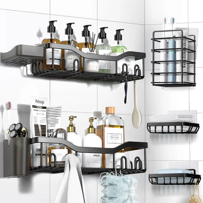 Organizador De Ducha Adhesivo 7 Piezas Acero Inoxidable Sin Negro