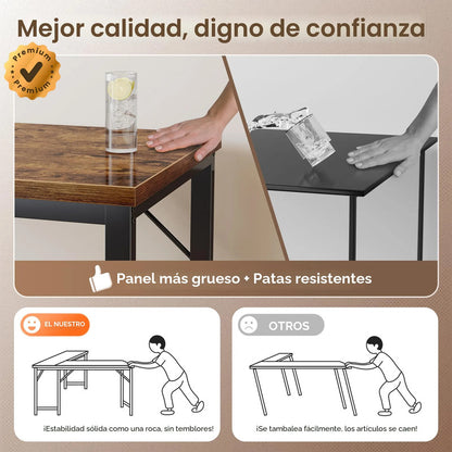 Escritorio En L Moderno Marrón Rústico Con Tomas Usb Y Ca Marron Rustico