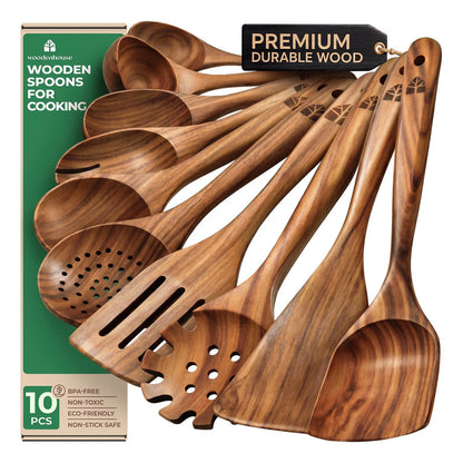Cuchara De Madera 10 Piezas Juego Utensilios De Cocina Resis Madera De Teca