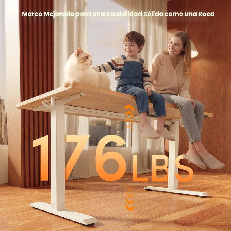 Escritorio De Pie Eléctrico 48x24 Moderno Arce Blanco Ajusta Arce