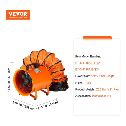 Ventilador Soplador Extractor Vevor 10 Pulgadas Ducto De 5m 110v