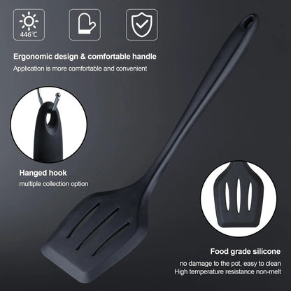 Juego De Utensilios De Cocina 18 Piezas Silicona Y Cuchillos Negro