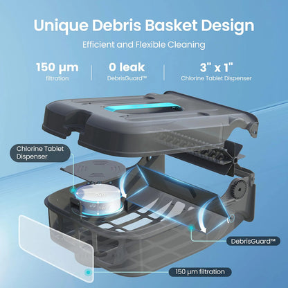 Robot Limpieza Piscina Solar 24/7 Control App Evita Obstácul Gris 10,8 Voltios
