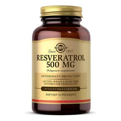 Solgar Resveratrol 500 Mg, 30 Cápsulas Vegetales Envío Rápido Sin Sabor