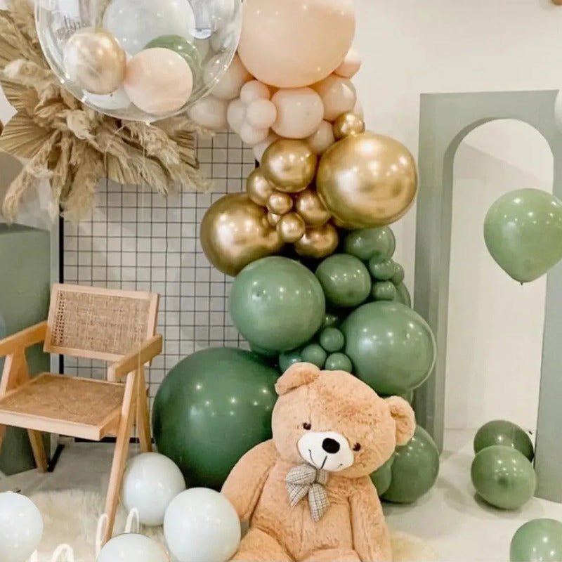 Kit Arco De Globos Verde Blanco Oro 146 Piezas Decoración Fi