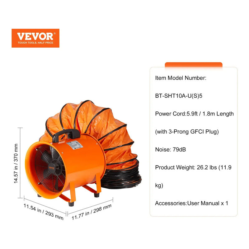 Ventilador Soplador Extractor Vevor 10 Pulgadas Ducto De 5m 110v