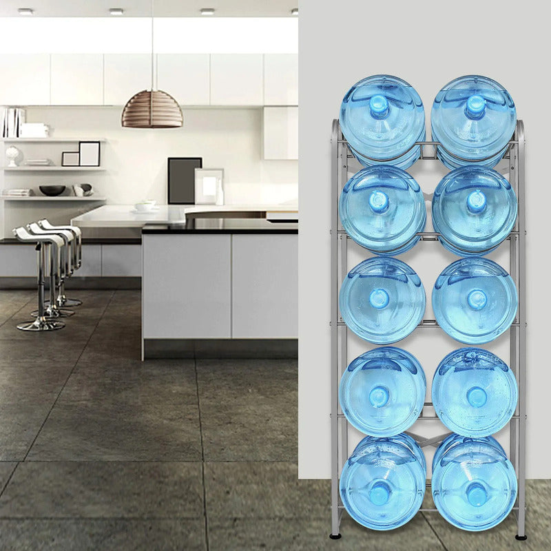 Soporte Para 10 Botellas De Agua 5 Galones 5 Niveles Gris Pl Gris Plata