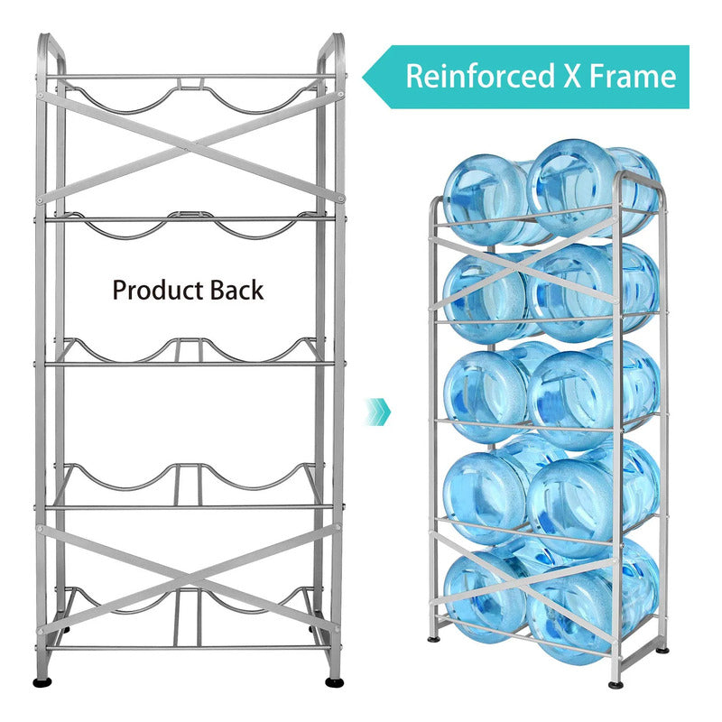 Soporte Para 10 Botellas De Agua 5 Galones 5 Niveles Gris Pl Gris Plata