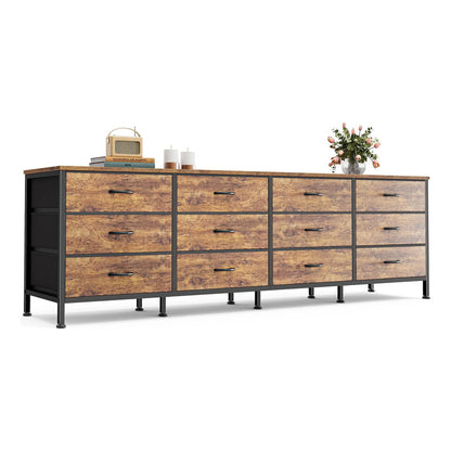 Cómoda De 70 Pulgadas Con 12 Cajones Marrón Rústico Marron Rustico