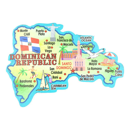 Imán En Forma De Mapa De República Dominicana, Recuerdo Y. Multicolor