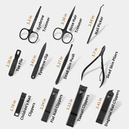 Kit De Manicura Profesional 26 Piezas Acero Inoxidable Negro