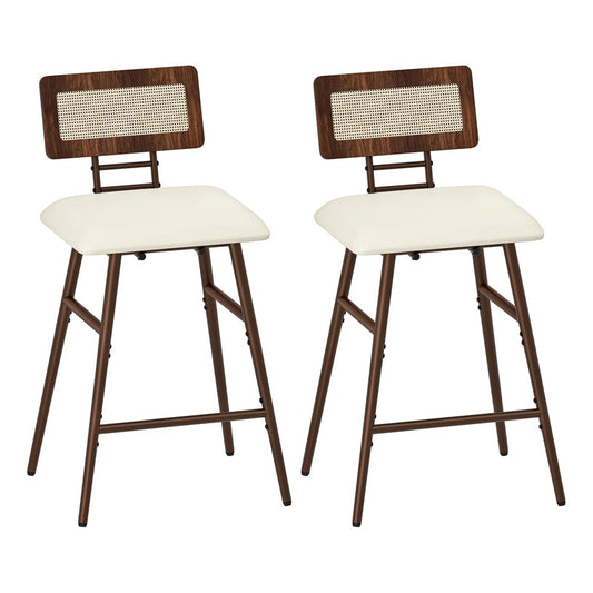 Taburetes De Bar Con Respaldo Y Reposapiés Juego De 2 Beige Acabado De La Estructura Color Del Asiento