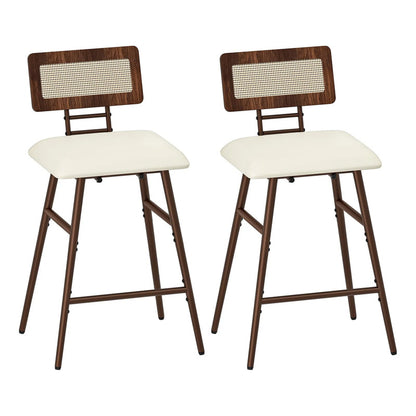 Taburetes De Bar Con Respaldo Y Reposapiés Juego De 2 Beige Acabado De La Estructura Color Del Asiento