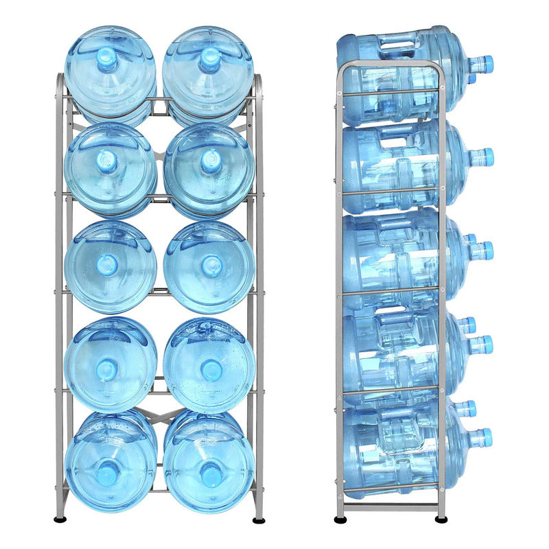 Soporte Para 10 Botellas De Agua 5 Galones 5 Niveles Gris Pl Gris Plata