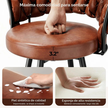 Taburetes De Bar Marrones De Piel Sintética Set De 2 Marrón (brown 02)