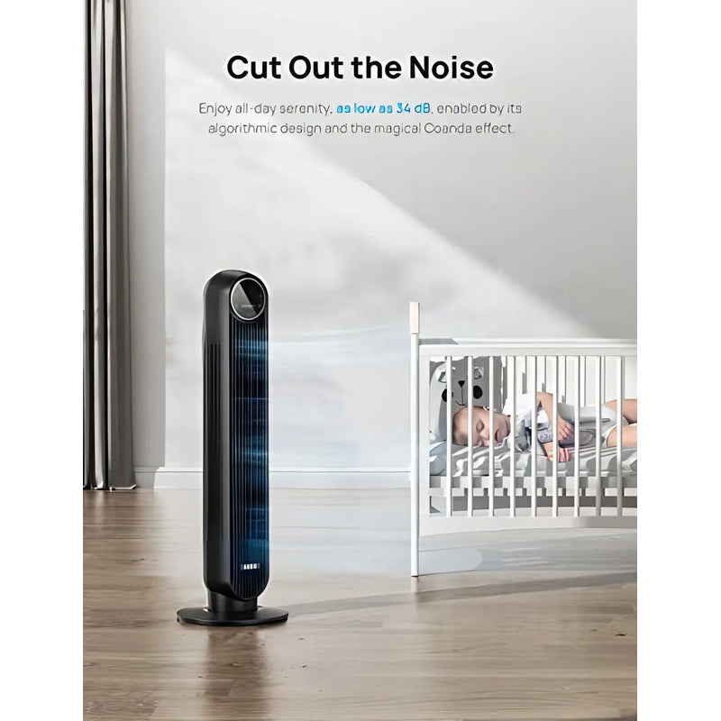 Ventilador De Torre Dreo Silencioso Con 4 Velocidades Y Control Remoto 30 Cm 60 Hz Negro