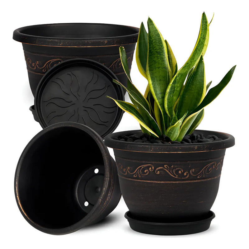 Qcqhdu Macetas Para Plantas, 3 Paquetes De Macetas De 10 Pul