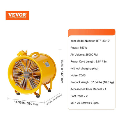 Ventilador Extractor Anti Explosiones Vevor De 12 Pulgadas 110v