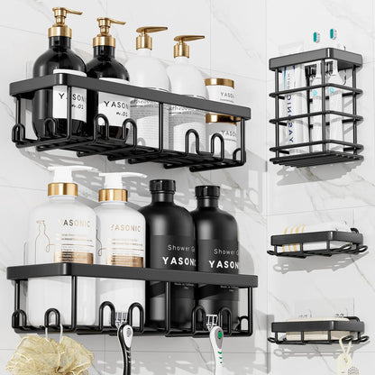 Organizador De Ducha Adhesivo Sin Taladro Capacidad Grande 5 Black