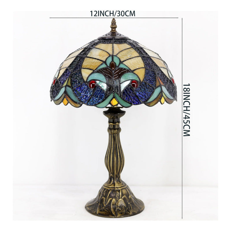 Werfactory Tiffany - Lámpara De Mesa De Noche De Vidrio Te.