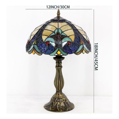 Werfactory Tiffany - Lámpara De Mesa De Noche De Vidrio Te.