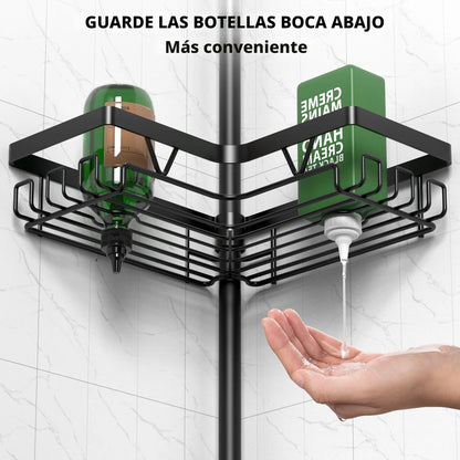 Organizador De Ducha Esquina Acero Inoxidable 4 Niveles Ajus Negro Oscuro