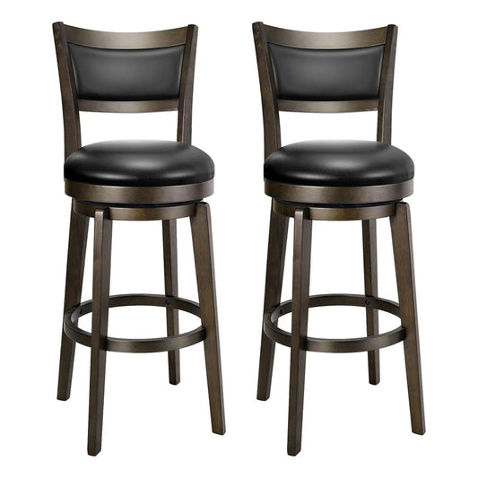 Juego De 2 Taburetes De Bar Giratorios 76 Cm Piel Sintética Negro