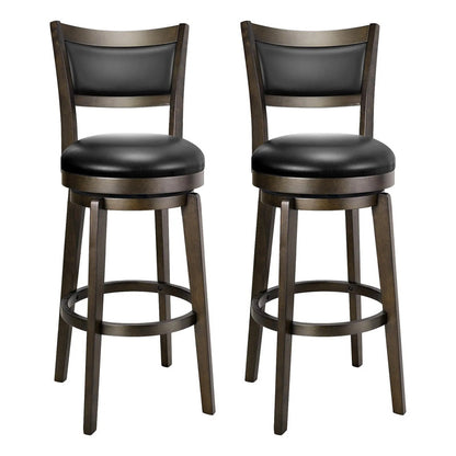 Juego De 2 Taburetes De Bar Giratorios 76 Cm Piel Sintética Negro
