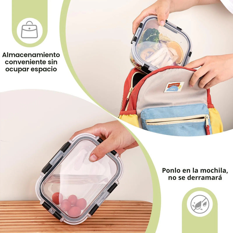 Contenedores De Vidrio Herméticos 8 Piezas 370 Ml Para Alime Transparente
