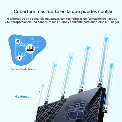 Router Wifi 6 Gigabit Ax5400 Doble Banda Cobertura Amplia