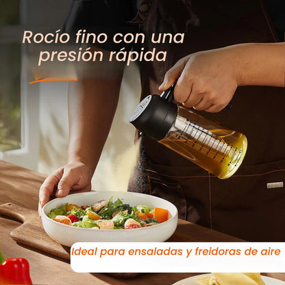 Pulverizador De Aceite De Oliva De Vidrio 470ml Con Tapa Aba Negro