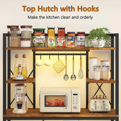 Estante De Cocina 5 Niveles Con Luz Led Y Enchufe Rústico Rustic Brown