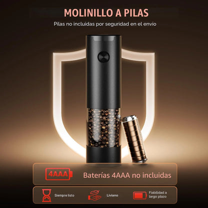 Molinillo Eléctrico De Sal Y Pimienta Ajuste De Grosor Led 2 Negro, Negro