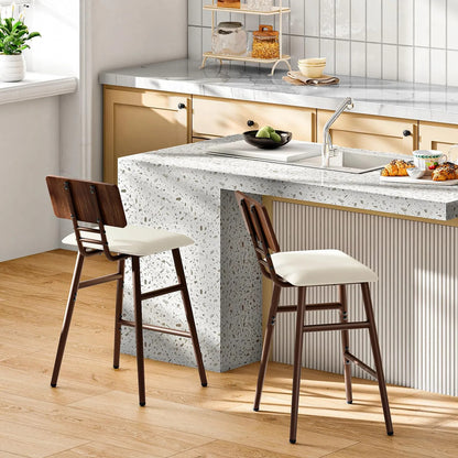 Taburetes De Bar Con Respaldo Y Reposapiés Juego De 2 Beige Acabado De La Estructura Color Del Asiento