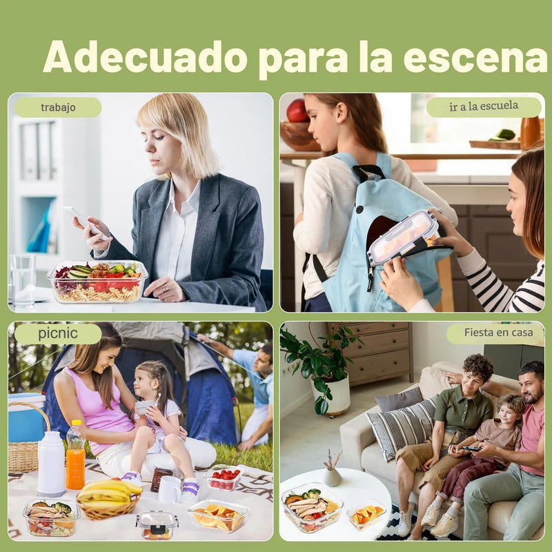 Contenedores De Vidrio Herméticos 8 Piezas 370 Ml Para Alime Transparente