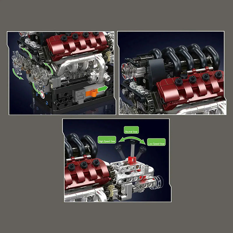 Motor V8 Mould King 10227 787 Piezas Ensamblaje