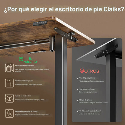 Escritorio Eléctrico De Pie Ajustable Marrón Rústico 120x60 Marron Rustico