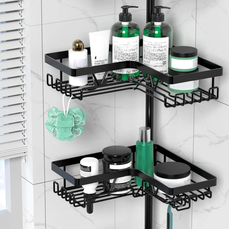 Organizador De Ducha Esquina Acero Inoxidable 4 Niveles Ajus Negro Oscuro