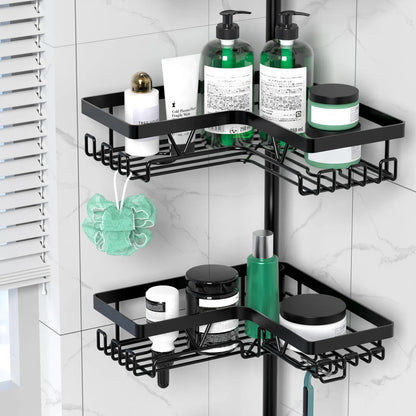Organizador De Ducha Esquina Acero Inoxidable 4 Niveles Ajus Negro Oscuro