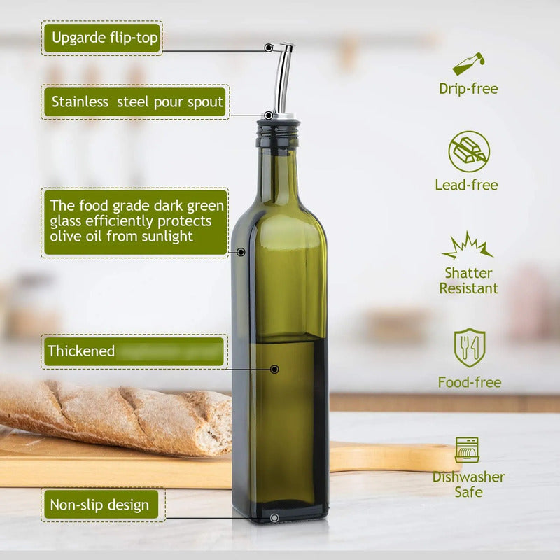 Botella De Vidrio 500 Ml Para Aceite Y Vinagre Con Vertedor