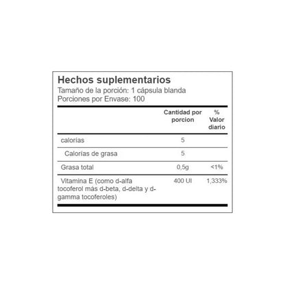 Solgar Vitamina E D-alfa D-beta D-delta 400 Ui 100 Caps N/a