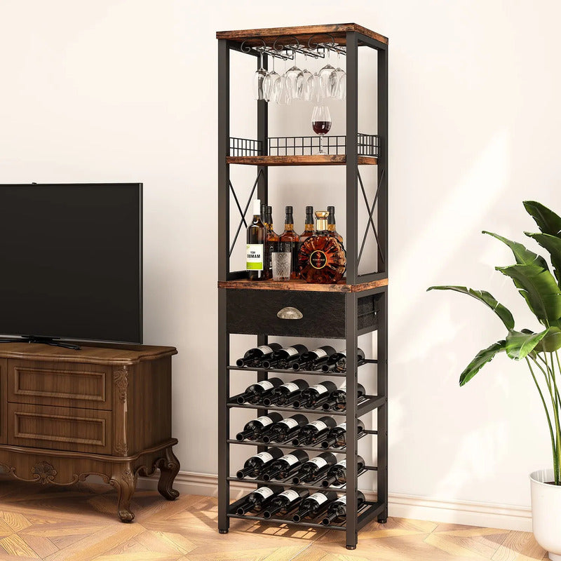 Estante De Vino Independiente 4 Niveles Con Soporte Para Cop