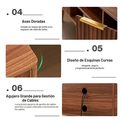Soporte De Tv Moderno Para Sala Con Estantes Y Cajones 65 Pu Nogal