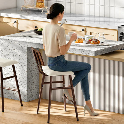 Taburetes De Bar Con Respaldo Y Reposapiés Juego De 2 Beige Acabado De La Estructura Color Del Asiento
