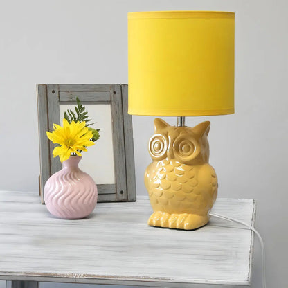 Lámpara De Escritorio Simple Designs Led De Cerámica Con Diseño De Búho Amarillo