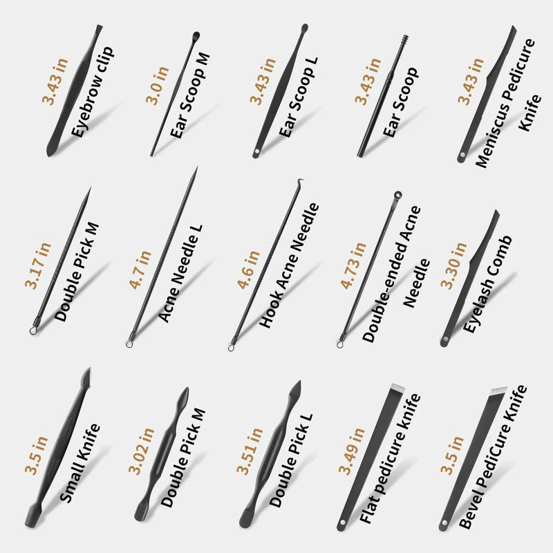 Kit De Manicura Profesional 26 Piezas Acero Inoxidable Negro